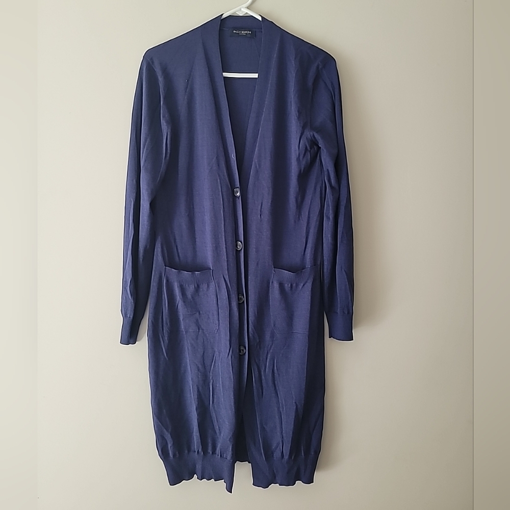 Piazza Sempione Navy Blue Long Cardigan